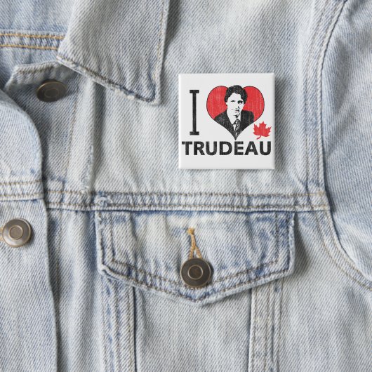 I Heart Trudeau Vierkante Button 5,1 Cm (In situ)