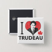 I Heart Trudeau Vierkante Button 5,1 Cm (Voorkant /achterkant)