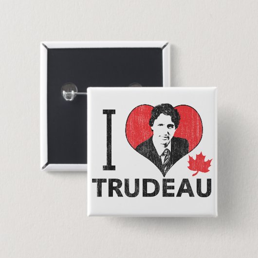 I Heart Trudeau Vierkante Button 5,1 Cm (Voorkant /achterkant)
