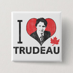 I Heart Trudeau Vierkante Button 5,1 Cm