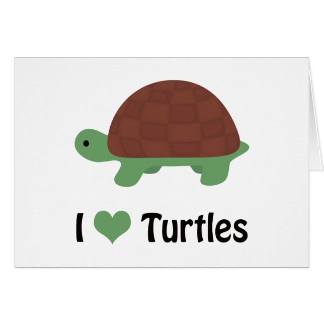I Heart Turtles Cute Cartoon Turtle (Voorkant Horizontaal)