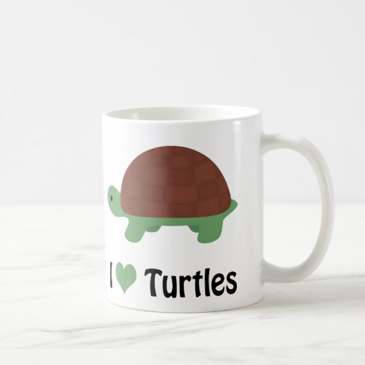 I Heart Turtles Cute Cartoon Turtle Koffiemok (Rechts)