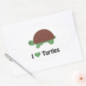 I Heart Turtles Cute Cartoon Turtle Ovale Sticker (Envelop)