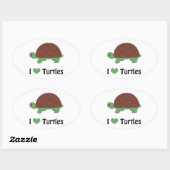 I Heart Turtles Cute Cartoon Turtle Ovale Sticker (Vel)