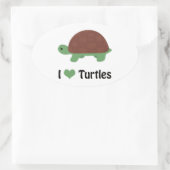 I Heart Turtles Cute Cartoon Turtle Ovale Sticker (Tas)