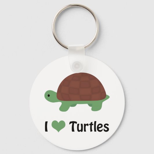 I Heart Turtles Cute Cartoon Turtle Sleutelhanger (Voorkant)
