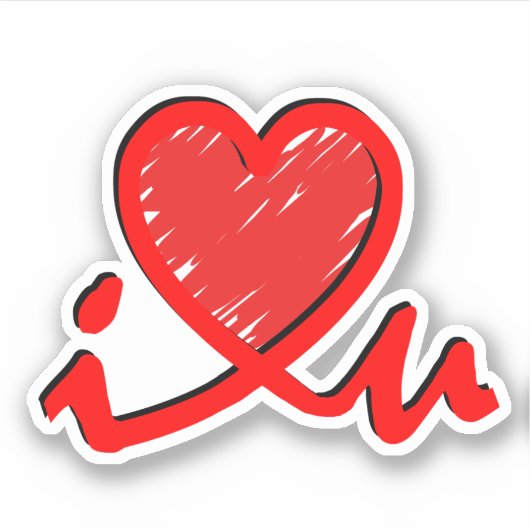 I Heart U - Love  Sticker (Voorkant)