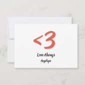 I Heart U More Than Infinity Flat Thank You Card Bedankkaart (Achterkant)