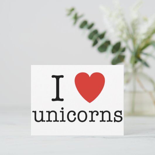 I Heart Unicorns Briefkaart (Staand voorkant)