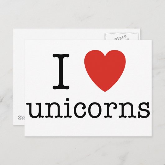 I Heart Unicorns Briefkaart (Voorkant / Achterkant)