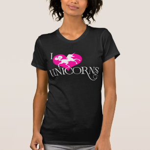 I HEART Unicorns (roze en wit) schuurtje T-shirt