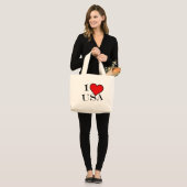 I Heart USA bk jtcnt Grote Tote Bag (Voorkant (model))