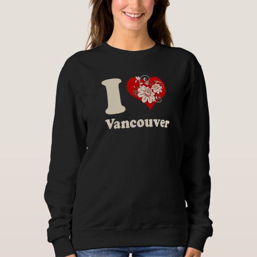 I Heart Vancouver Canada Floral Heart Trui (Voorkant)