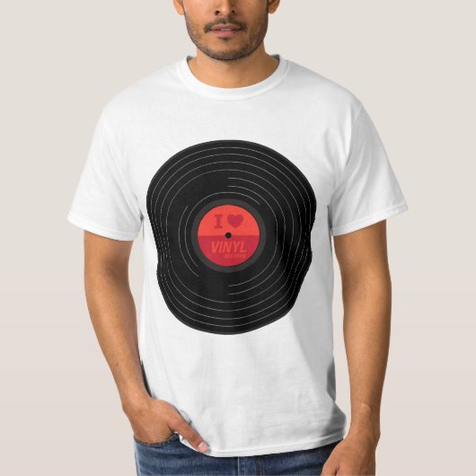 I Heart Vinyl Reords  T-shirt (Voorkant)