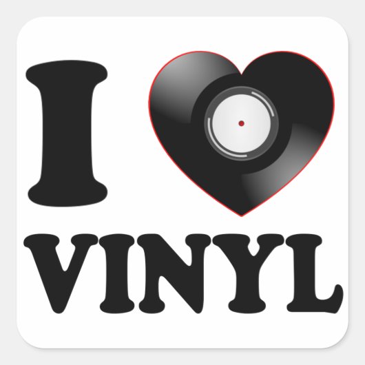 I HEART VINYL VIERKANTE STICKER (Voorkant)