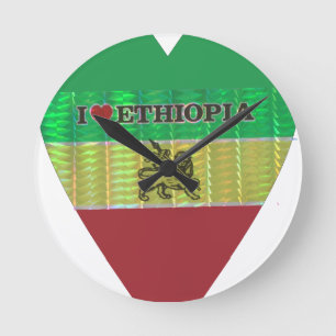 I Heart Vlag - Love Ethiopië   Rood Goud Groen Ho Ronde Klok