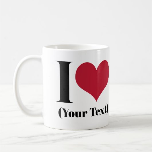I Heart (voeg je eigen aangepaste tekst toe) Sjabl Koffiemok (Links)