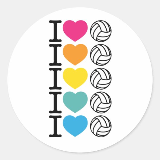 I Heart Volleyball - regenboog Ronde Sticker (Voorkant)