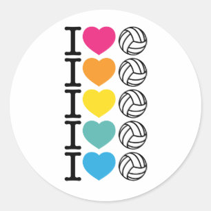 I Heart Volleyball - regenboog Ronde Sticker