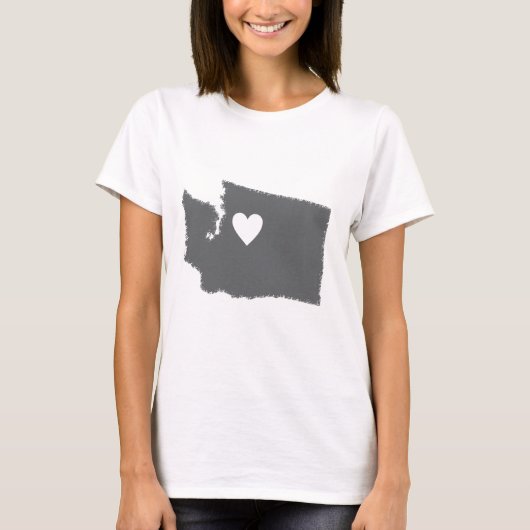 I Heart Washington Grunge Kijk naar de staatshlief T-shirt (Voorkant)