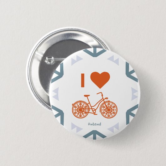 I Heart Winter Biking - Large Pin Ronde Button 5,7 Cm (Voorkant /achterkant)