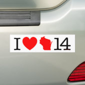 I Heart Wisconsin 14 Bumpersticker (Op auto)