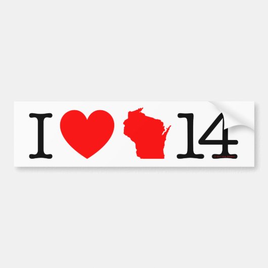 I Heart Wisconsin 14 Bumpersticker (Voorkant)