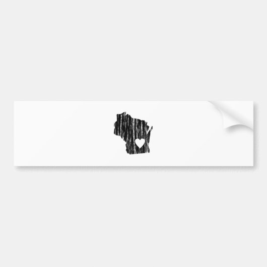 I Heart Wisconsin Grunge Worn Outline State Love Bumpersticker (Voorkant)