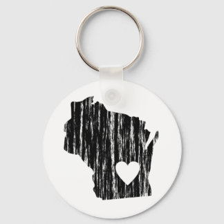 I Heart Wisconsin Grunge Worn Outline State Love Sleutelhanger
