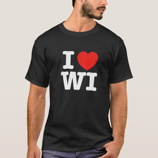 I Heart Wisconsin (WI) Love T-shirt (Voorkant)