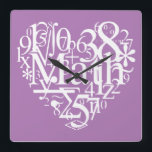 I Heart Wiskunde, Funny Science, Wiskunde leraar Vierkante Klok<br><div class="desc">I Heart Wiskunde,  Funny Science,  Wiskunde leraar,  Wiskunde Shirt,  Science shirt,  Nerdy Shirt,  Biology Shirt,  Science Gift,  Shirt,  Wiskunde Lover. Ik hou van nerds,  ik hart wiskunde,  ik hart pi, </div>