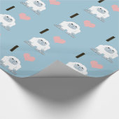 I Heart Yeti Cute Cartoon Snow Monster Cadeaupapier (Hoek)