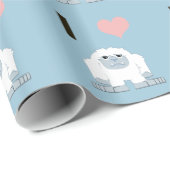 I Heart Yeti Cute Cartoon Snow Monster Cadeaupapier (Rol Hoek)