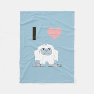 I Heart Yeti Cute Cartoon Snow Monster Fleece Deken