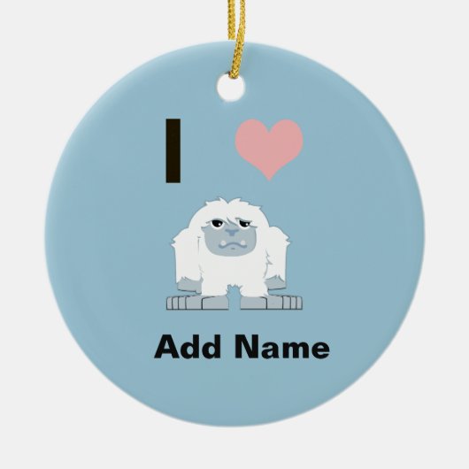 I Heart Yeti Cute Cartoon Snow Monster Keramisch Ornament (Voorkant)