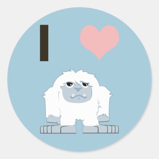I Heart Yeti Cute Cartoon Snow Monster Ronde Sticker (Voorkant)