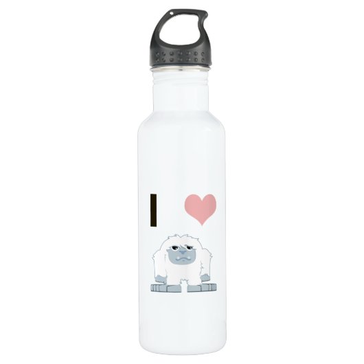 I Heart Yeti Cute Cartoon Snow Monster Waterfles (Voorkant)