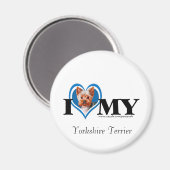 I Heart Yorkshire Terrier-Blue-Magnet Magneet (Voorkant / Achterkant)