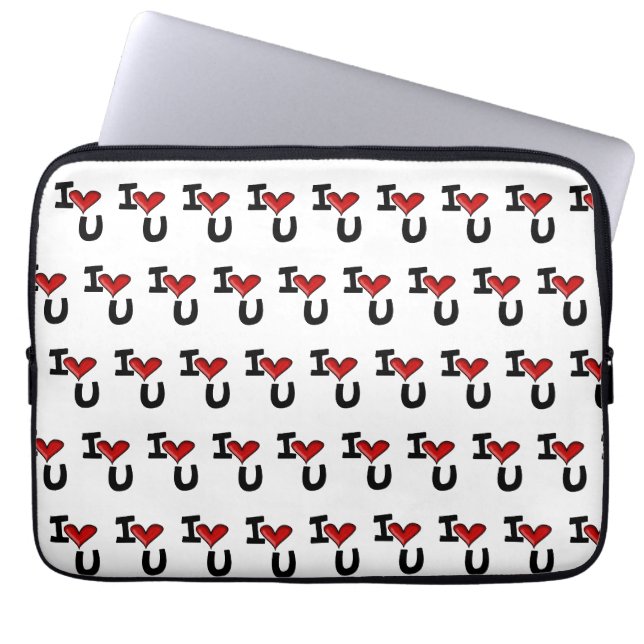 I Heart You Grafische Typografie Laptop Sleeve (Voorkant)