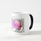 I Heart You  Roze en Paarse Hart Kunst Magische Mok (Voorkant rechts)