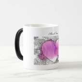 I Heart You  Roze en Paarse Hart Kunst Magische Mok (Voorkant links)