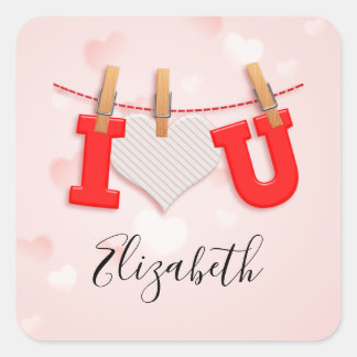  I Heart You tekenen en tekst kalligrafie Vierkante Sticker
