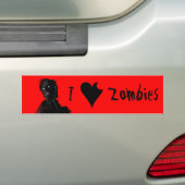I Heart Zombies Bumpersticker (Op auto)