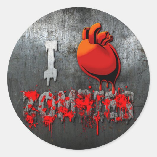 I Heart Zombies Ronde Sticker (Voorkant)