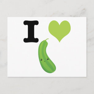 I Heart Zucchini Cute Kawaii Zucchini Briefkaart