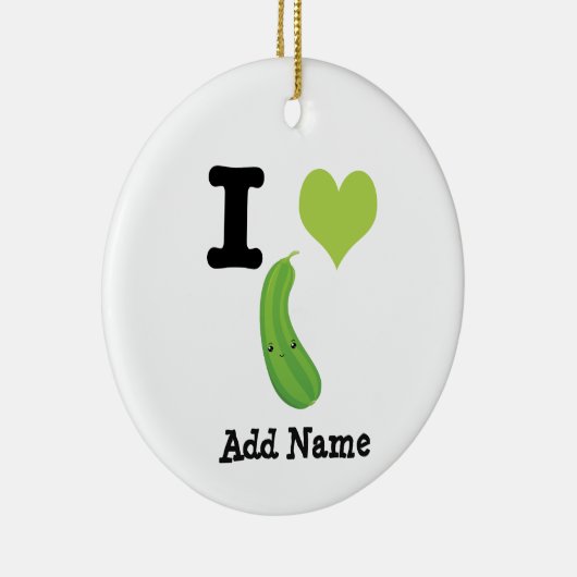 I Heart Zucchini Cute Kawaii Zucchini Keramisch Ornament (Rechts)