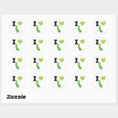 I Heart Zucchini Cute Kawaii Zucchini Ronde Sticker (Vel)