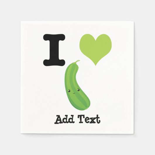 I Heart Zucchini Cute Kawaii Zucchini Servetten (Voorkant)