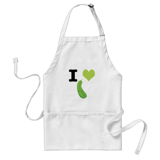 I Heart Zucchini Cute Kawaii Zucchini Standaard Schort (Voorkant)