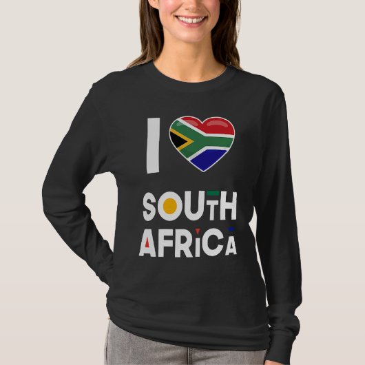 I Heart Zuid-Afrika  Vlag Ik hou van Zuid-Afrika T-shirt (Voorkant)